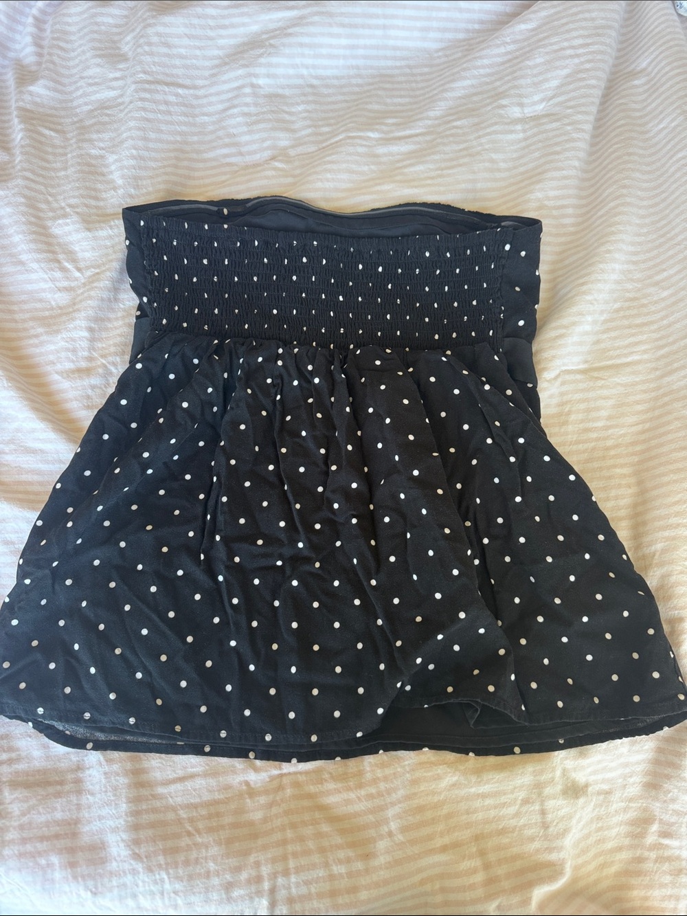 Hollister Black Strapless Polka Dot Dress with White Dots - Picture 4 of 4